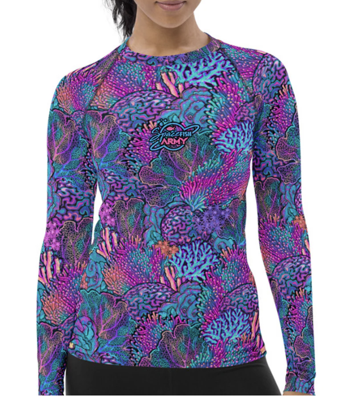 SPACEFISH Coral Kaleidoscope Contour Rashguard