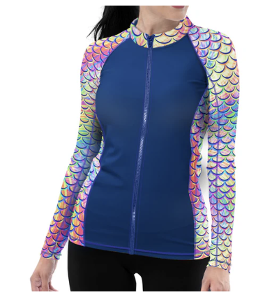 SPACEFISH Psychedelic Mermaid Rashguard Zip